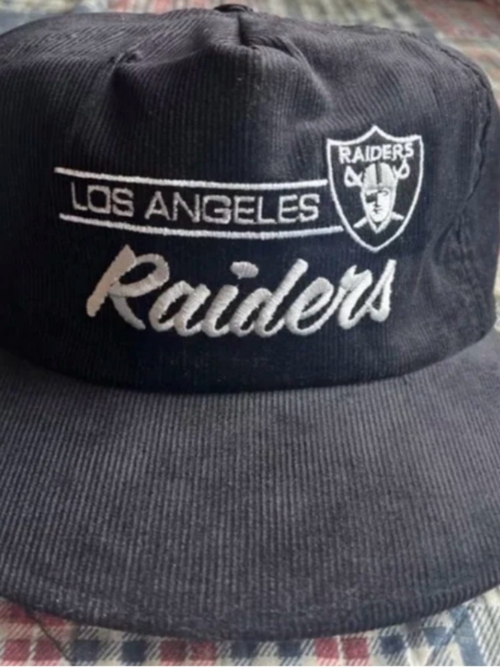 New Los Angeles Raiders Embroidered Text Corduroy Hat